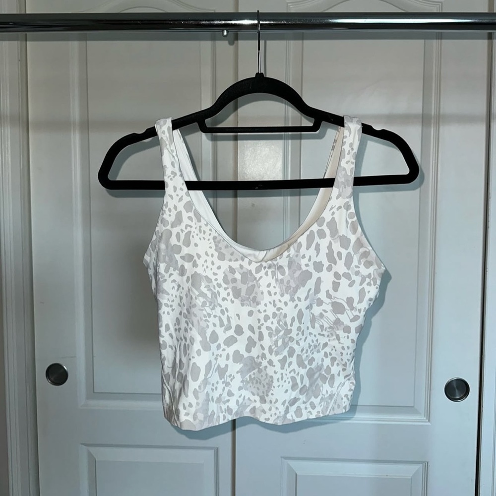 lululemon align tank size 8 white animal print like new